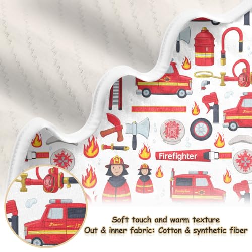 Image of Baby Blankets for Baby Boy and Girl Soft Warm Crib Receiving Blanket for Toddler and Infant 30X40in Firefighter Elements Pattern