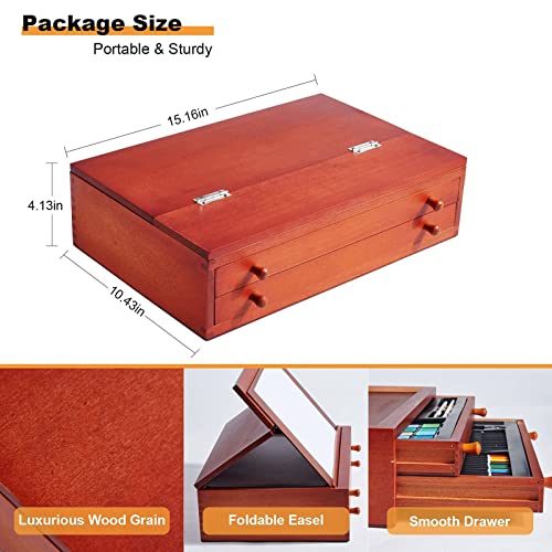 Art Supplies, 99 Pieces Wooden Art Set Painting Supplies with Watercolor Powder, Oil Pastels, Color Pencils, Portable… - Image 5