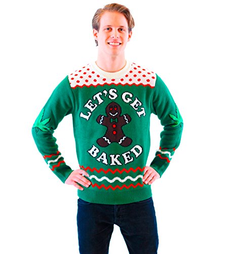 Let's Get Baked Happy Gingerbread Green Ugly Christmas Sweater (Adult 3X-Large)