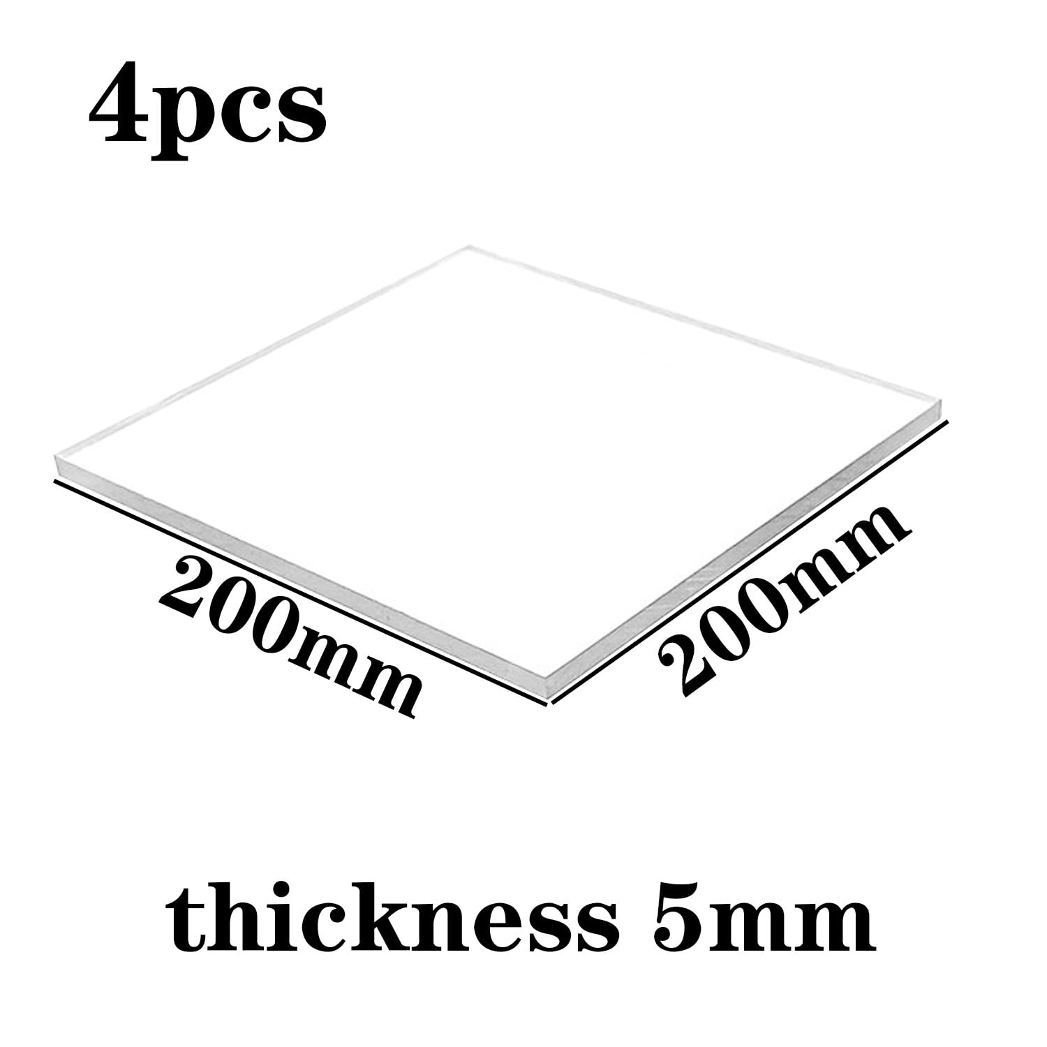 Placa de Acrílico Grosor 5mm 4 Unidades | Para Exhibición,Marcos de Fotos,Pinturas,Exhibición de Proyectos,Excelente Transparencia,Resistente,Duradera