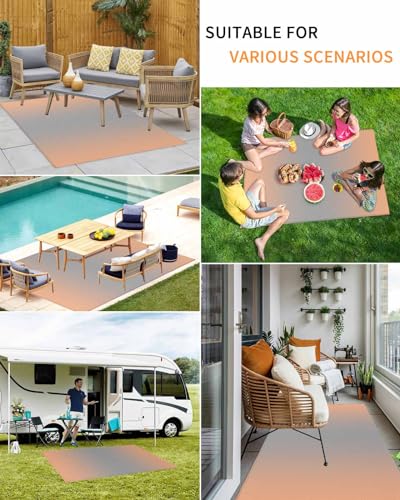 Tapete para ambientes externos, cinza ombré, coral, rosa, 1,5 x 2,3 m, impermeável, tapete de palha,
