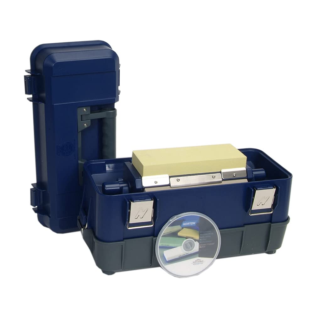 Norton IM83 Portable Waterstone Sharpening Stone System, 8 in L X 3 in W X 1 in