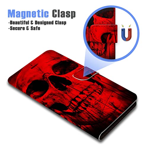 For Samsung A12,For Samsung Galaxy A12, Designed Flip Wallet Phone Case Cover, A24728 Horror Red Skull 24728 #TOP3