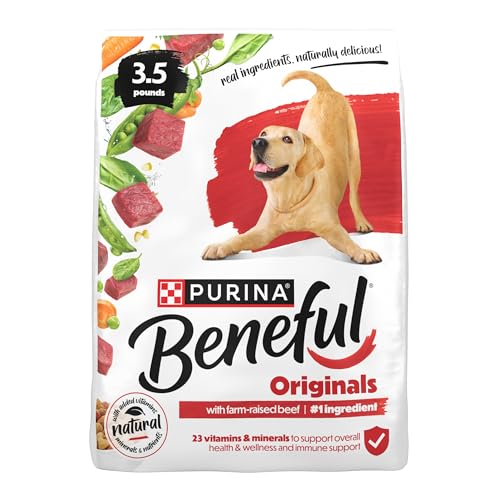 Purina Beneful Originals With Farm-Raised Beef Natural Dog Food Dry Recipe With Added Vitamins, Minerals and Nutrients - (Pack of 4) 3.5 lb. Bags
