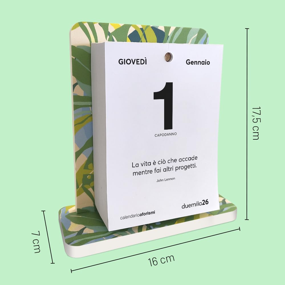 Calendario da Scrivania 2026 Aforismi Motivazionali | Fogli a Strappo con Citazioni Filosofiche | Base Forex Montata | Idea Regalo | Q&B Grafiche® (2026, LEAF - 1 Pezzo)