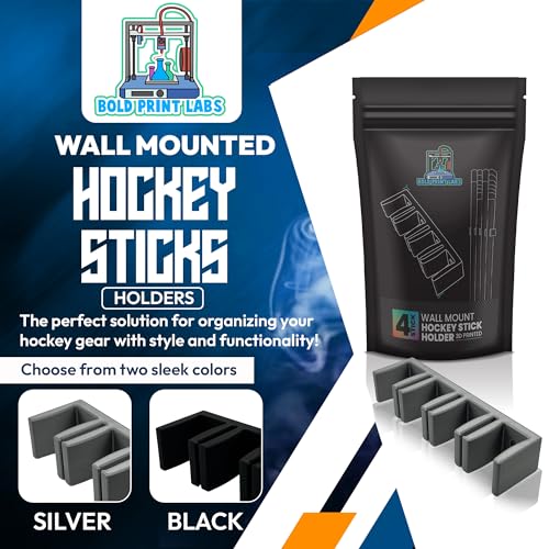 Wall Mount Hockey Stick Holder | Ice Hockey Stick Organizer (Black, 6 Stick Wall Mount) - Image 3