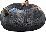 bananair Puff Gigante XXL de 180 cm de diámetro en Piel, con Espuma triturada Ultra cómoda, sofá, Doble Funda Lavable en Lavadora, Pera, cojín (Gris)