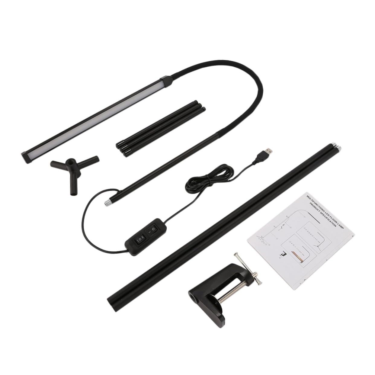 DOITOOL Lampada da Lettura da Scrivania LED con Clip, Dimmerabile, senza Sfarfallio e Luce Antiriflesso, in Alluminio e Ferro, Nera, per Studio e Lettura