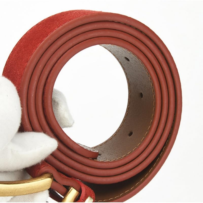 Womens Genuine Leather Suede Belt Ladies Waist Casual Square Gold Buckle Belt for Jeans Dress4