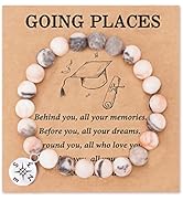 HGDEER Graduation Gifts, Natural Stone Compass/Heart Bracelets for Women Mens Girls