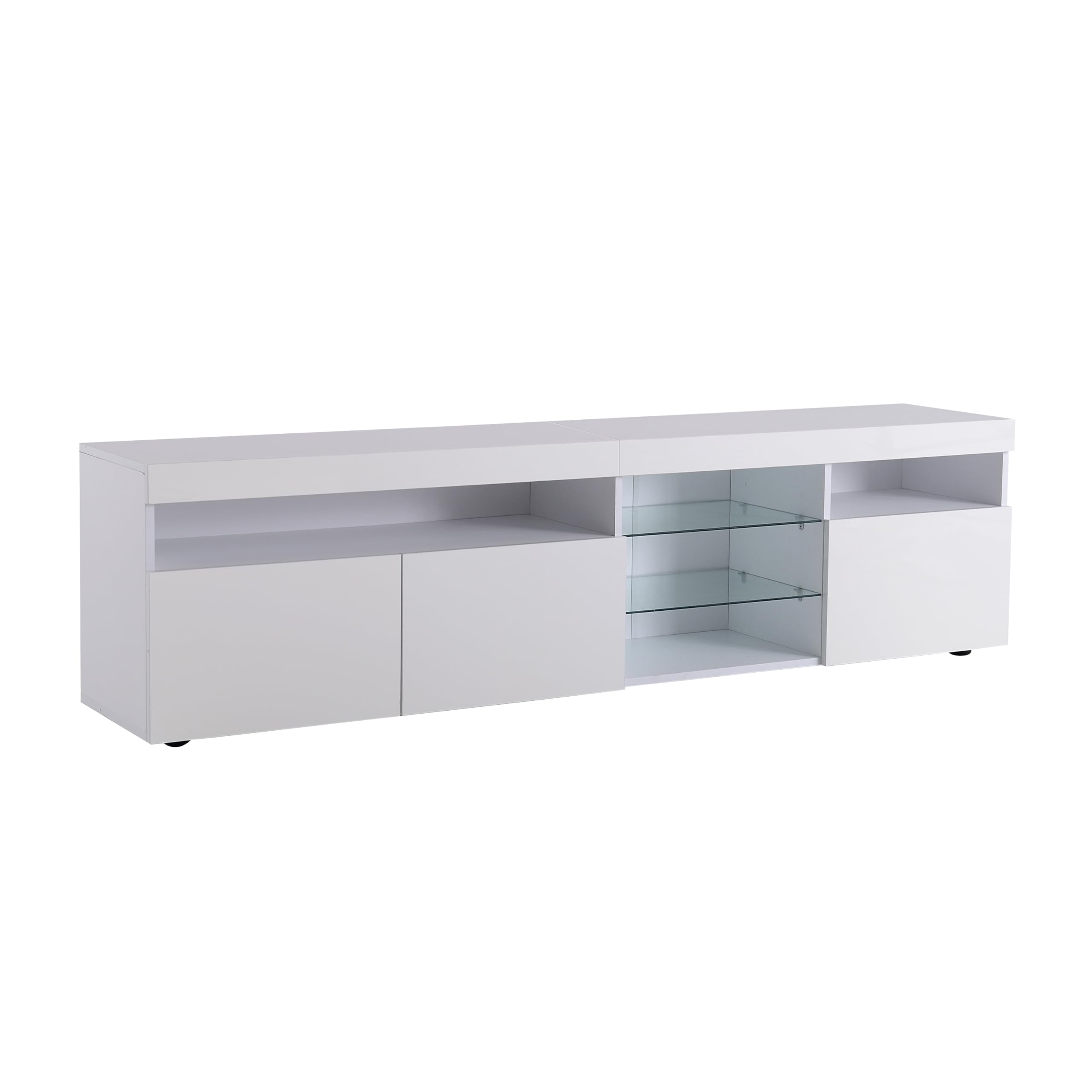 Moimhear Mobile TV moderno, pannello luminoso, illuminazione a LED variabile, soggiorno e sala da pranzo, 180 cm (bianco)