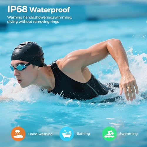 Image of Smart Ring for Women & Men, Health Tracker Ring with Heart Rate, Blood Oxygen,Blood Pressure, IP68 Waterproof Fitness Ring, Sleep Tracker for iPhone and Android, No APP Fee (Rose Gold, 10#)