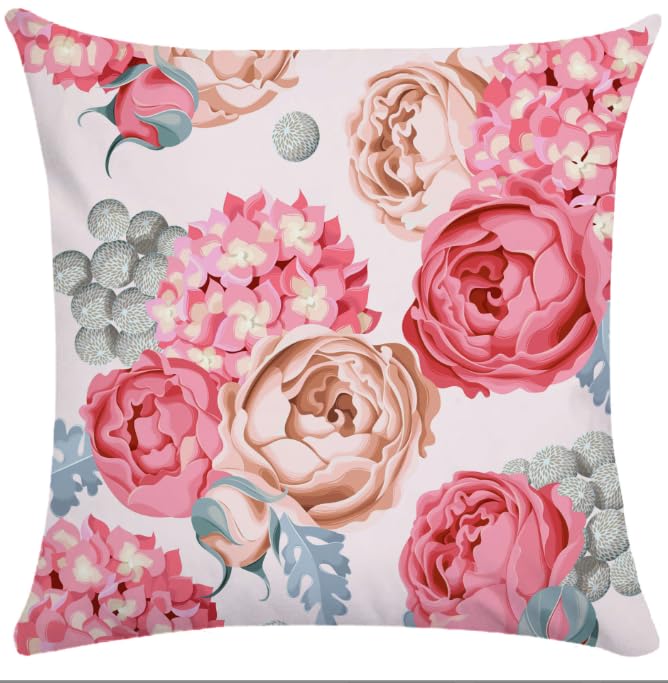 BAOKU Cushion Covers 45cm x 45cm Butterfly Rose Flowers Decorative Throw Pillow Covers 18x18Inch Square Cushion Cover Set of 4 - Image 3