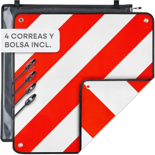 Prowiste Placa V20 Homologada – Señal V20 para portabicicletas – ECE R70 – Válida en Italia, España & Portugal – Aluminio Robusto – Montaje fácil con Correas & Bolsa (50×50 cm)