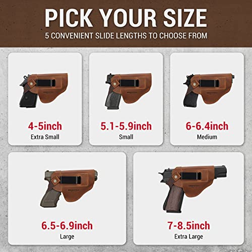 Genuine Leather Gun Holster For Concealed Carry, Men Women Universal Iwb Belt Holster For Right & Left Hand, Fit Most Full Size Compact Subcompact Pistol (Brown) #TOP3