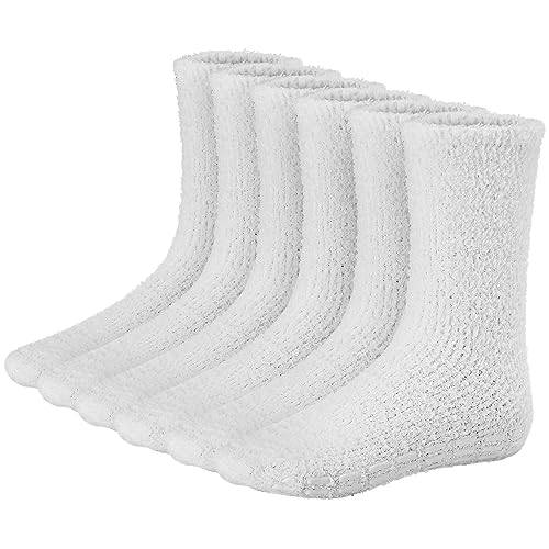 Debra Weitzner Men’s Fuzzy Socks with Grips 5/6 Pairs Microfiber Plush Sleeping Socks Soft Anti-Skid Solid