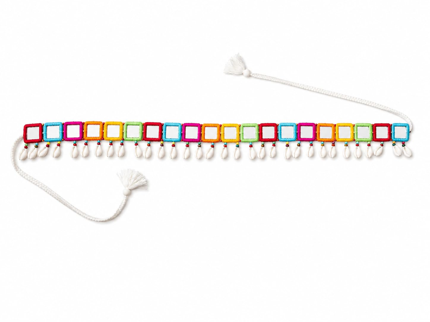 Navratri Women’s Waist Belt – Colorful Square Mirror & Pearl Kamarbandh, Handcrafted Ethnic Jewelry-image-34