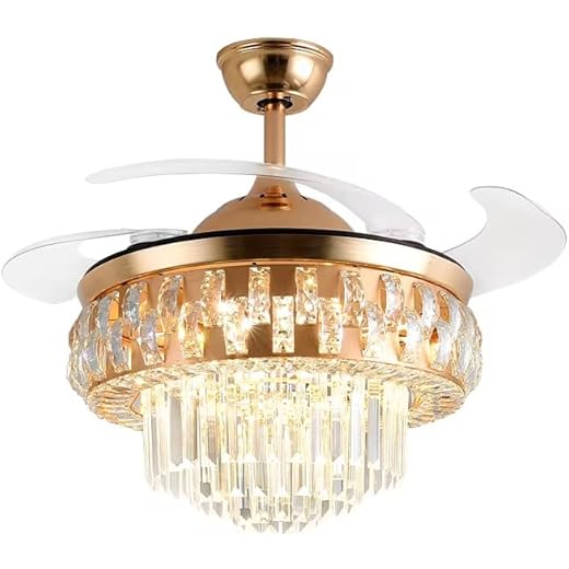 ProssimaGen 48 Inchs Black Ceiling Fan Chandelier with Remot