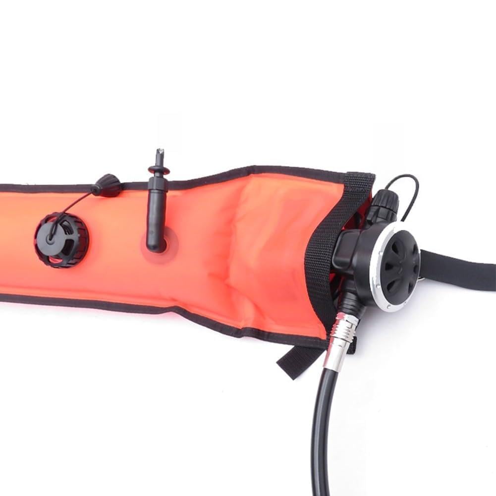 Kit boa segnalatore in nylon rosso per immersioni subacquee SMB, 120 x 15 cm, con bobina da 30 m e chiusura a scatto in acciaio inox 316, per la sicurezza della barca