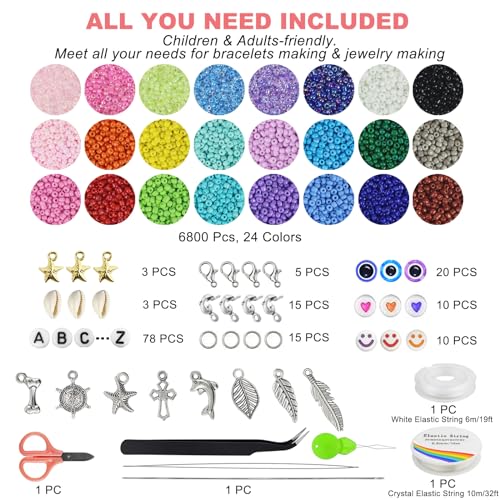 Dazhqp 7000pcs 3mm Glass Seed Beads for Bracelet Making Kit Small Beads Friendship Bracelet Making kit, DIY Art Craft Girls Gifts (3mm) - Image 3