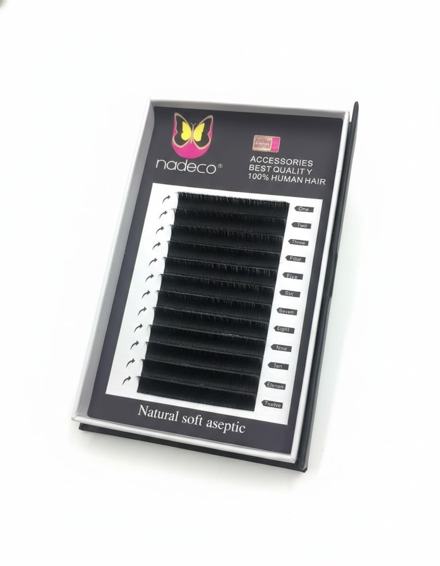 nadeco Professional Eyelash Extension Tray, 100% Human Hair, 0.05 DD Curl, Easy Fan Volume Lashes, Natural Soft Lightweight, for Salon Use (12 mm)-image-1