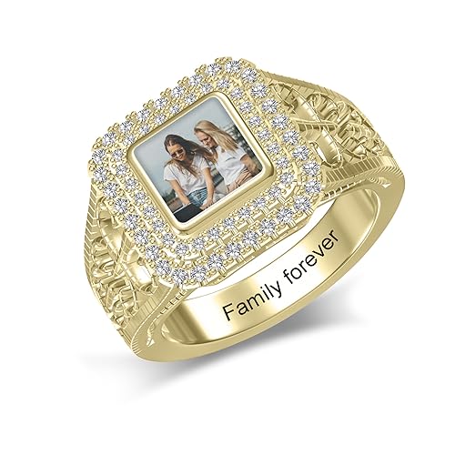 Personalized Photo Ring For Women Custom Heart Picture Ring For Mother Engraved Memory Ring For Her Christmas Anniversary3