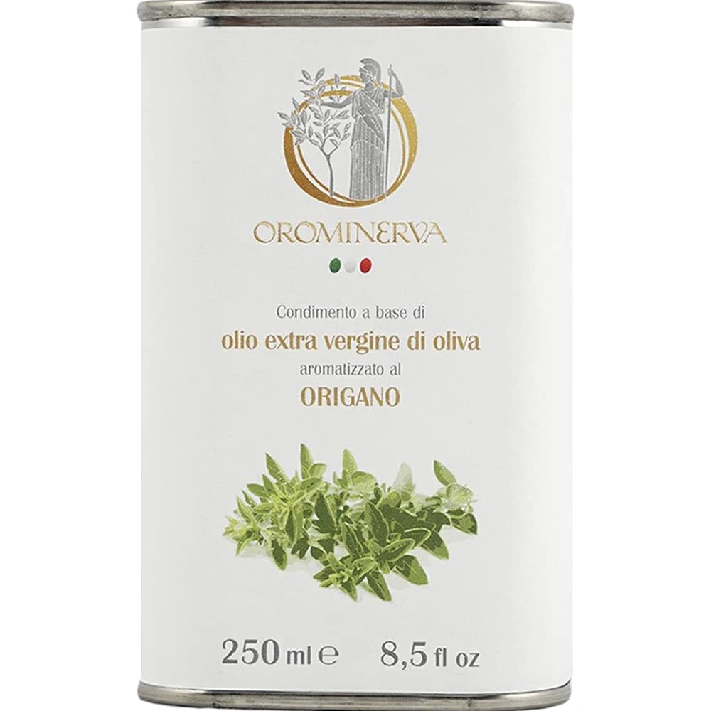 OROMINERVA - 3 latte di Olio extravergine di oliva aromatizzato all'origano da 250 ml, olio EVO 100% italiano