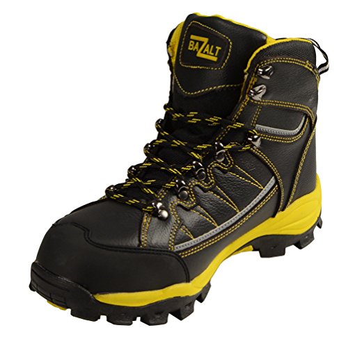 Image of Bazalt MBM9122 Men's Lace-Up Black with Yellow Water and Frost Proof Leather Outdoor Boots, 7