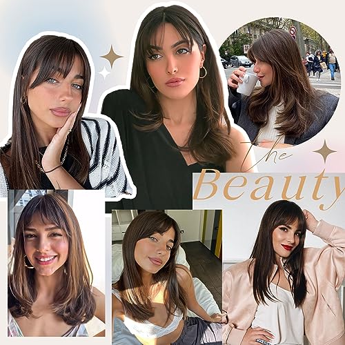 Kellynee Parrucca marrone con frangia - parrucche