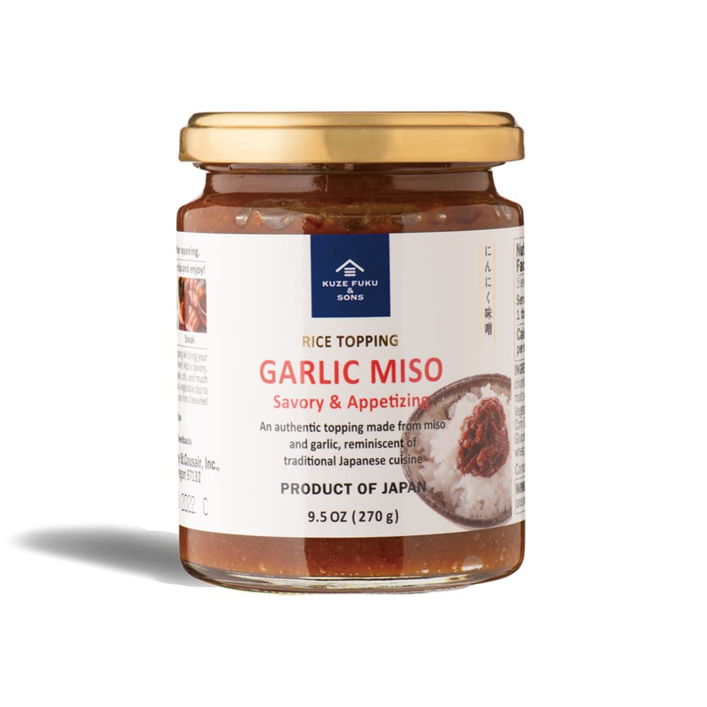 [KUZE FUKU & SONS] Garlic Miso Rice Topping, Multipurpose Rice Topping, Garnish, & Flavoring, Product of Japan (9.5 Oz /270 g)