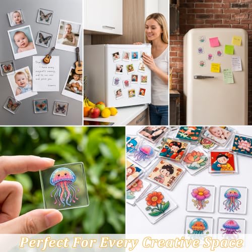 20 Pack Acrylic DIY Fridge Magnet Kit, Clear Photo Magnet Making Kit with Adhesive Backing, Custom Picture Magnets for Refrigerator, Kitchen, Office and Classroom Decor - image 2