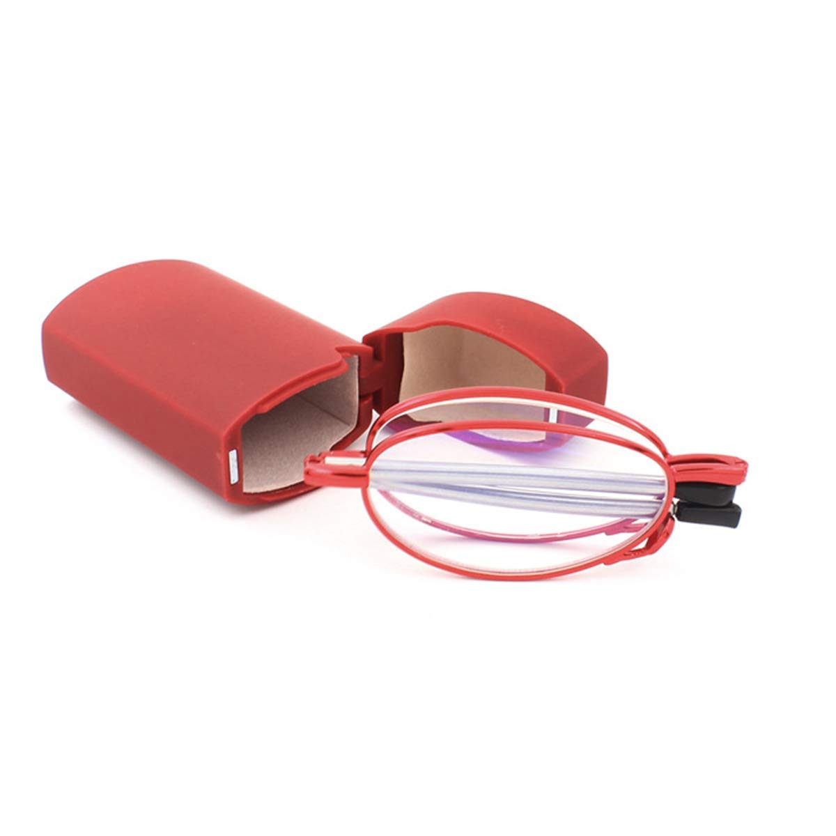 KoKoBin Faltbare Lesebrille aus Edelstahl Mini Anti-Blau Sehnhilfe für Damen und Herren Lesehilfe mit Hartschalen-Etui