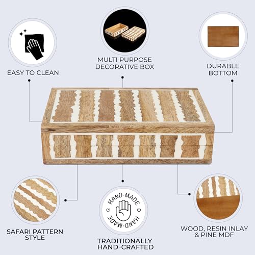 Image of Handicrafts Home 8x5x2 Decorative Box Handmade Storage Organizer Boxes with Lids Keepsake Gift Trinket Box Display Box, Kept Safari