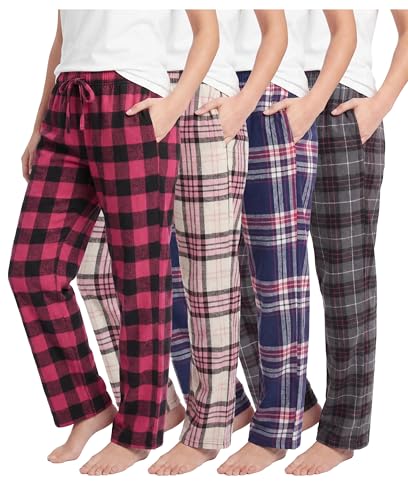 Image of Andrew Scott Women's Flannel Sleep Pants| Lounging PJ Pant | Drawstring & Pockets | Multi Packs & Colors