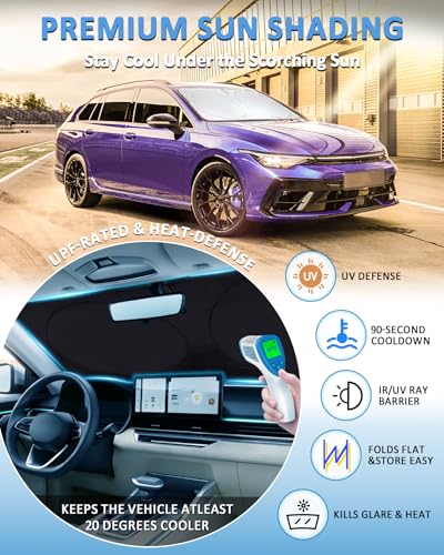 Image of Windshield Sun Shade for Volkswagen VW Golf Mk8 2022 2023 2024 2025 2026 | Front Window Sunshade Accessories Sun Protector Foldable Windshield Shield Cover Blocks Sun UV Rays