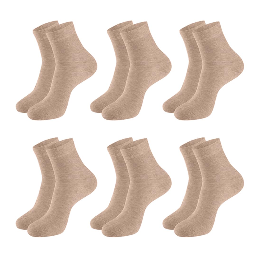 MUKHAKSH (Pack of 6 Pairs = 12 School Socks Boys Cotton Beige Ankle Length School Socks