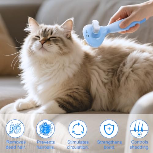 Image of Cat Brush for Shedding, Self Cleaning Brush for Long & Short Hair Cats