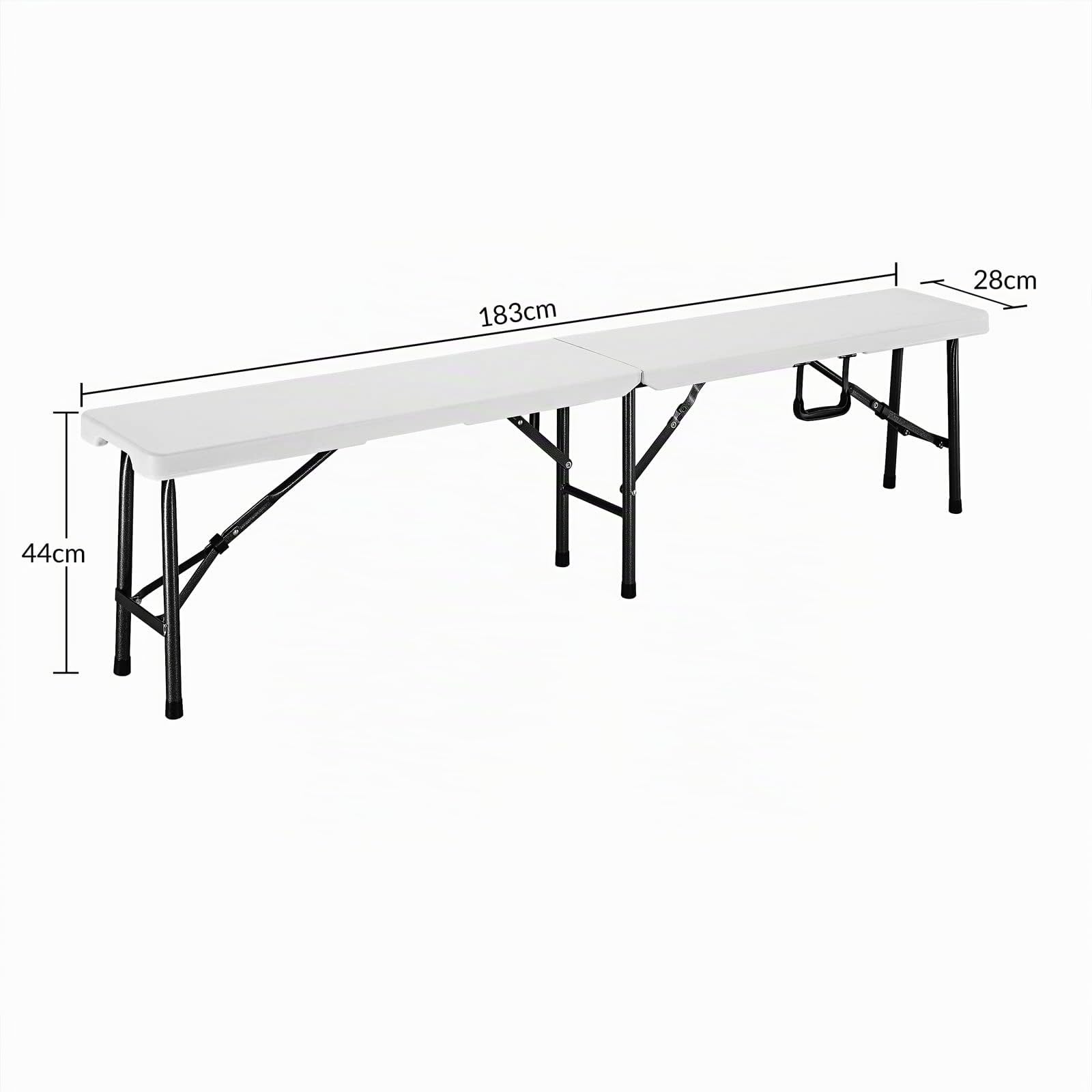 CASARIA® Set 2X Bancos Jardín Exterior Plegables 183cm Portátil 8 Personas Asiento Multifuncional hasta 200Kg Mobiliario Interior Asa Lateral Transporte Camping Catering Fiestas Patio Terraza Blanco