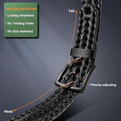KEMISANT Men Belt, Braided Belt Comfortable For Men Casual Jean Golf 1 3/8"3