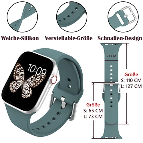 Haojavo Strap Compatible with Apple Watch Strap 41 mm 45 mm 40 mm 44 mm 38 mm 42 mm Replacement Soft Silicone Sport Bracelets Compatible with iWatch 7SE65321 Bracelet Apple Watch Band - Image 3