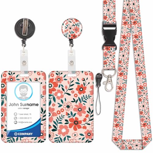 Porte Badge avec Cordon Tour De Cou avec Porte-Cartes, Porte Cartes avec Enrouleurs de Badge Rétractable, Détachable Lanyard, Swivel Lobster Clasp, pour...