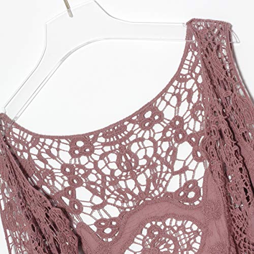 JASTIE Women Open Stitch Cardigan Boho Sleeveless Hippie Summer Hollow Out Solid Crochet Vest - Thumbnail 3