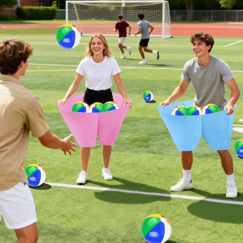 Image of Granny Pants Outdoor Game, 2PCS Granny Pants Game with 8 Bouncy Balls and 1 Air Pump (Random Colors) Granny Pants Yard Game Baby Shower Funny Party Game for Adults & Family, Giant Pants Catch