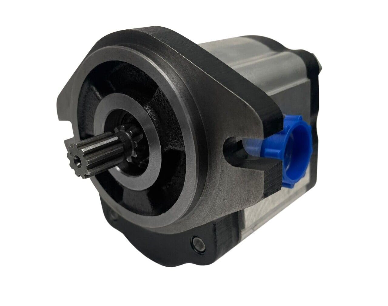 Magister Hydraulic Gear Pump 9 Tooth Spline Shaft 0.61 CID, 5.28 GPM, CW Rotation, Cast Iron Hydraulic Gear Pump, 3600 PSI, SAE A – 2 Bolts Mounting Flange and 3500 Max RPM