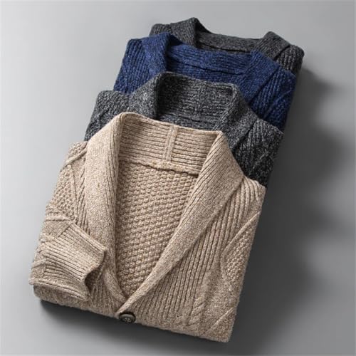 Disimlarl Men Knitted Cardigan Sweaters Lapel Long Sleeve Knitwear Solid Casual Loose Knit Outwear3