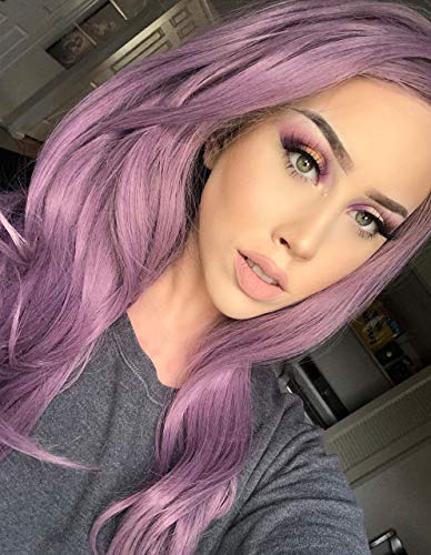 K'ryssma Purple Lace Front Wigs Long Natural Wavy Synthetic Wig for Women 22 inches