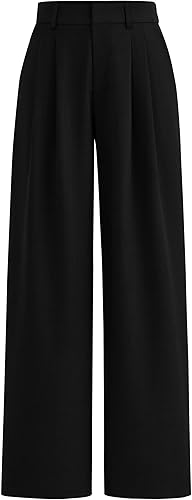 PRETTYGARDEN Women's Summer Elastic High Waisted Work Pants Straight Leg Dressy Business Casual Trousers Slacks Pockets