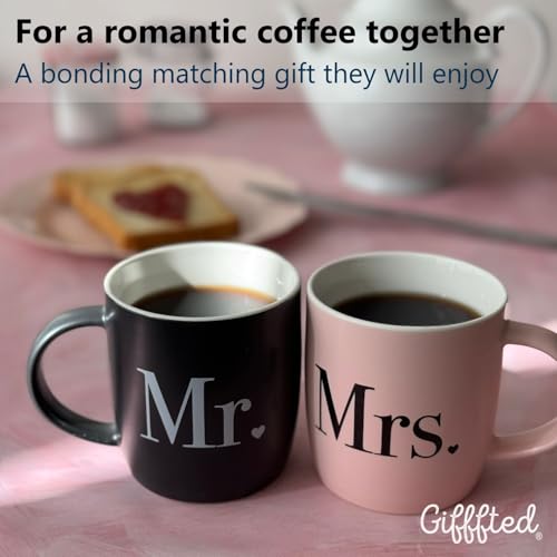 Triple-Gifffted-Mr-and-Mrs-Coffee-Mugs-Couples-Gifts-Ideas-for-Wedding-Anniversary-Engagement-Valentines-Christmas-His-Hers-Present-Husband-Wife-Him-Her-Men-Women-Bride-Groom-Newlyweds-Ceramic-13Oz Triple Gifffted Mr and Mrs Coffee Mugs Couples Gifts Ideas for Wedding Anniversary Engagement Valentines Christmas His Hers Present Husband Wife Him Her Men Women Bride Groom Newlyweds Ceramic 13Oz