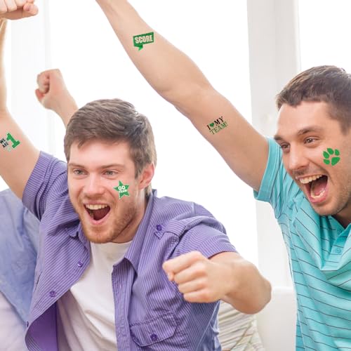 180-Pcs-Team-Spirit-Temporary-Tattoo-2-15-Face-Body-Paw-Go-Team-Cheer-Tattoo-Removable-Glitter-School-Spirit-Stickers-for-Classroom-Cheerleading-Teams-Carnival-Sports-Games-Green