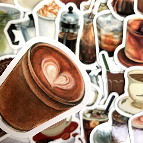 Coffee Theme Stickers - Maxleaf 40Pcs Vintage Coffee Theme Waterproof Stickers For Decoration Planner Phone Case Scrapbook Coffee Journals Decoration #TOP2